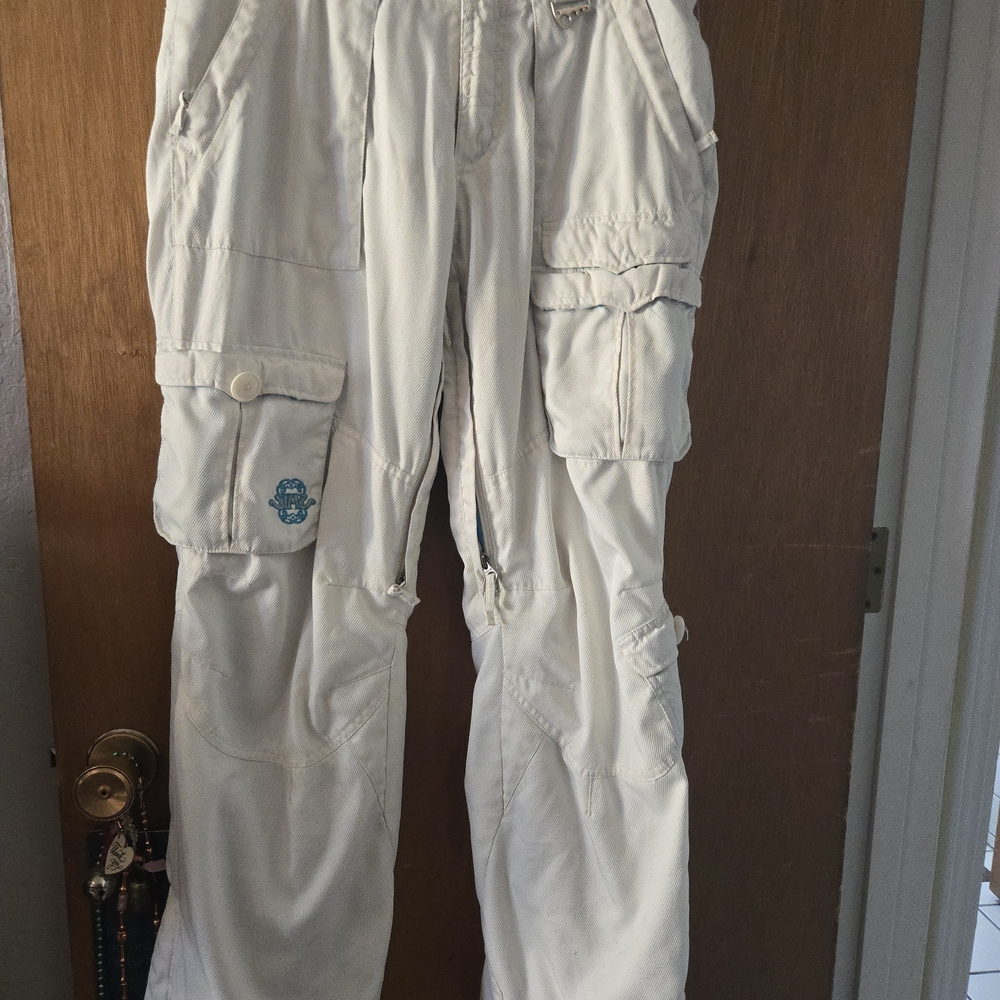 Women's Cream Cargo Pants with Pockets
